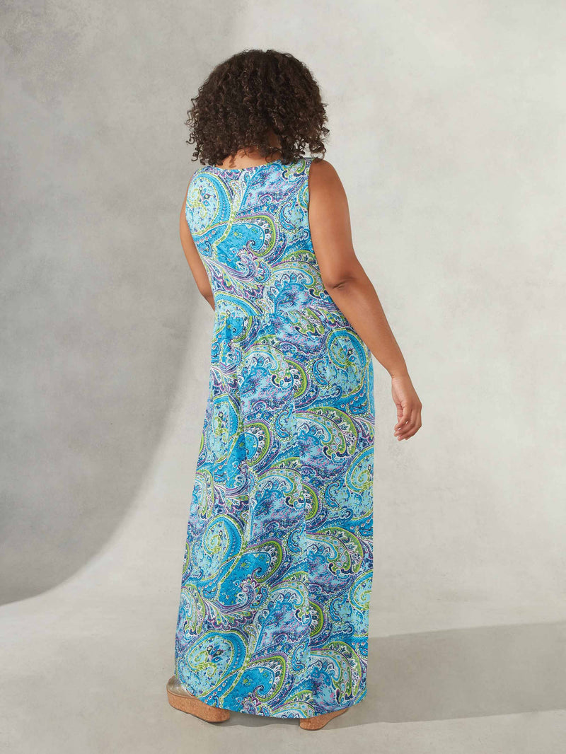 Multi Paisley Print Empire Line Maxi Dress