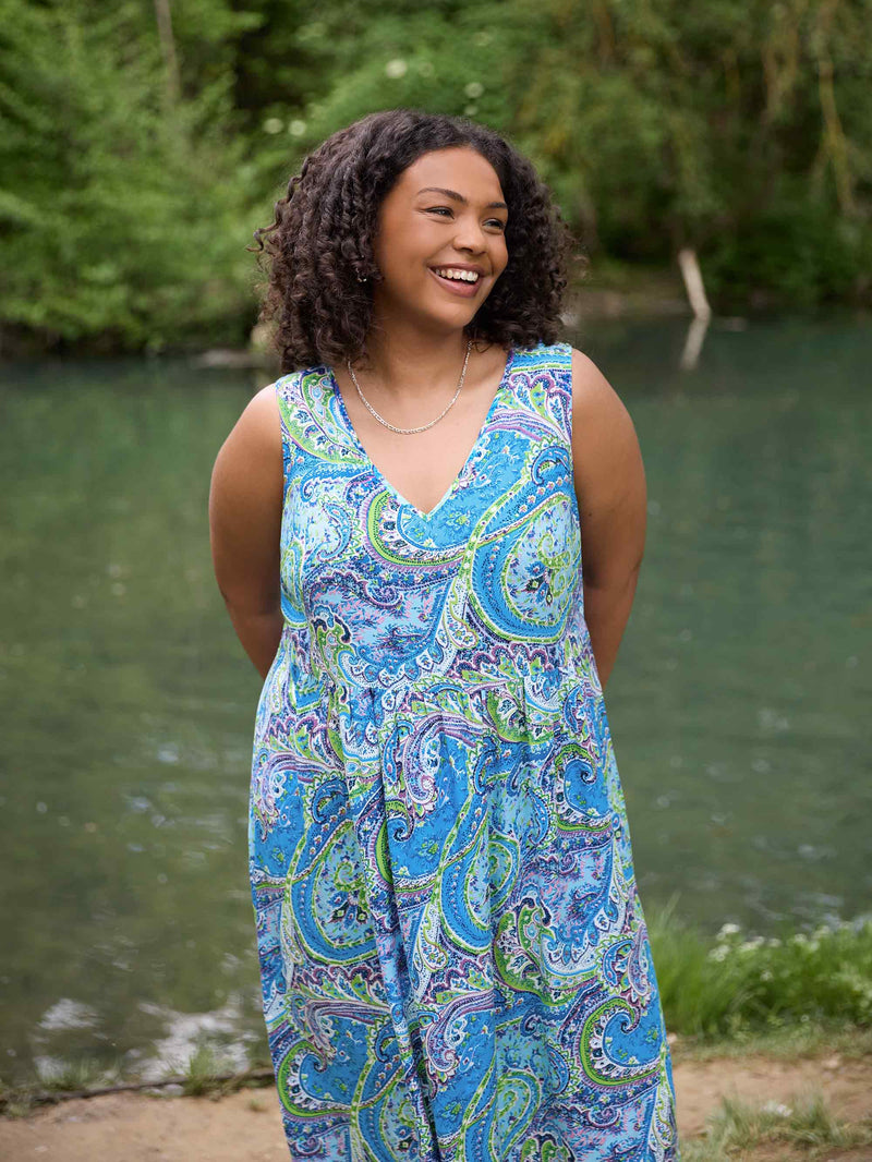 Multi Paisley Print Empire Line Maxi Dress
