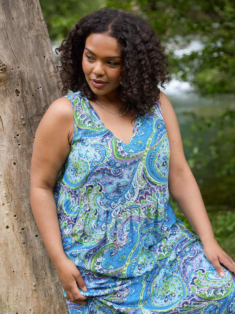 Multi Paisley Print Empire Line Maxi Dress