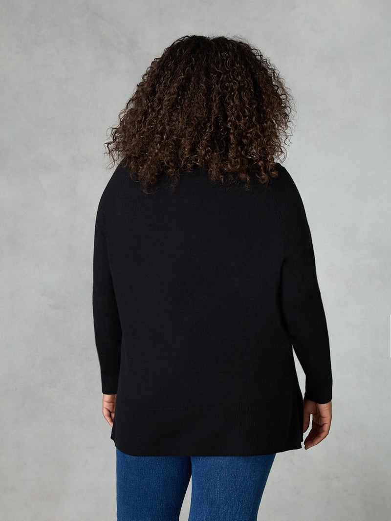 Black Roll Neck Longline Jumper
