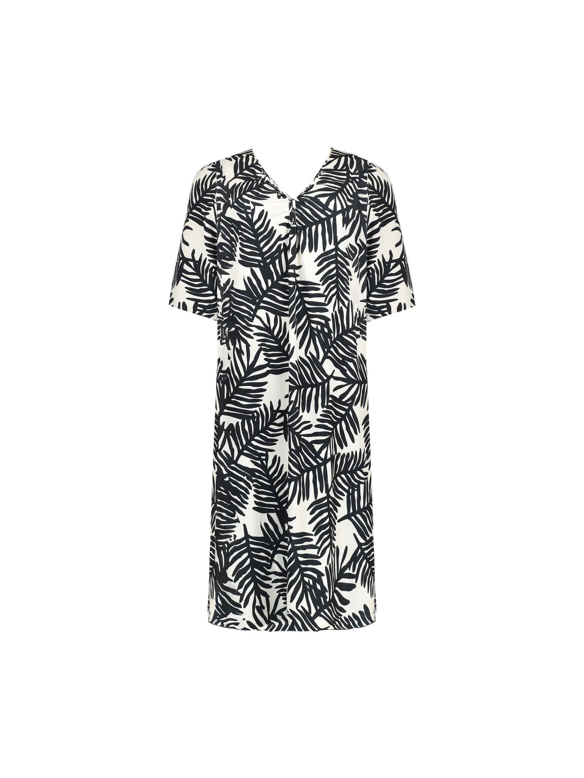 Black Palm Print Keyhole Midaxi Dress
