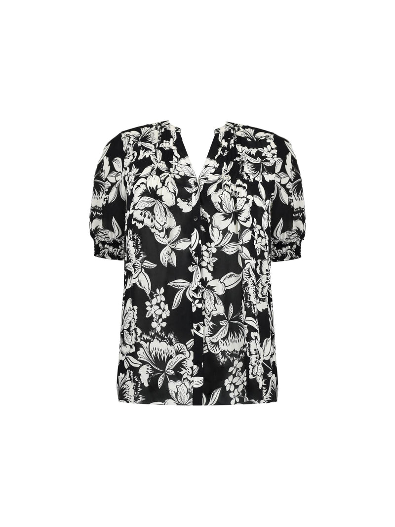 Mono Floral Pintuck Blouse