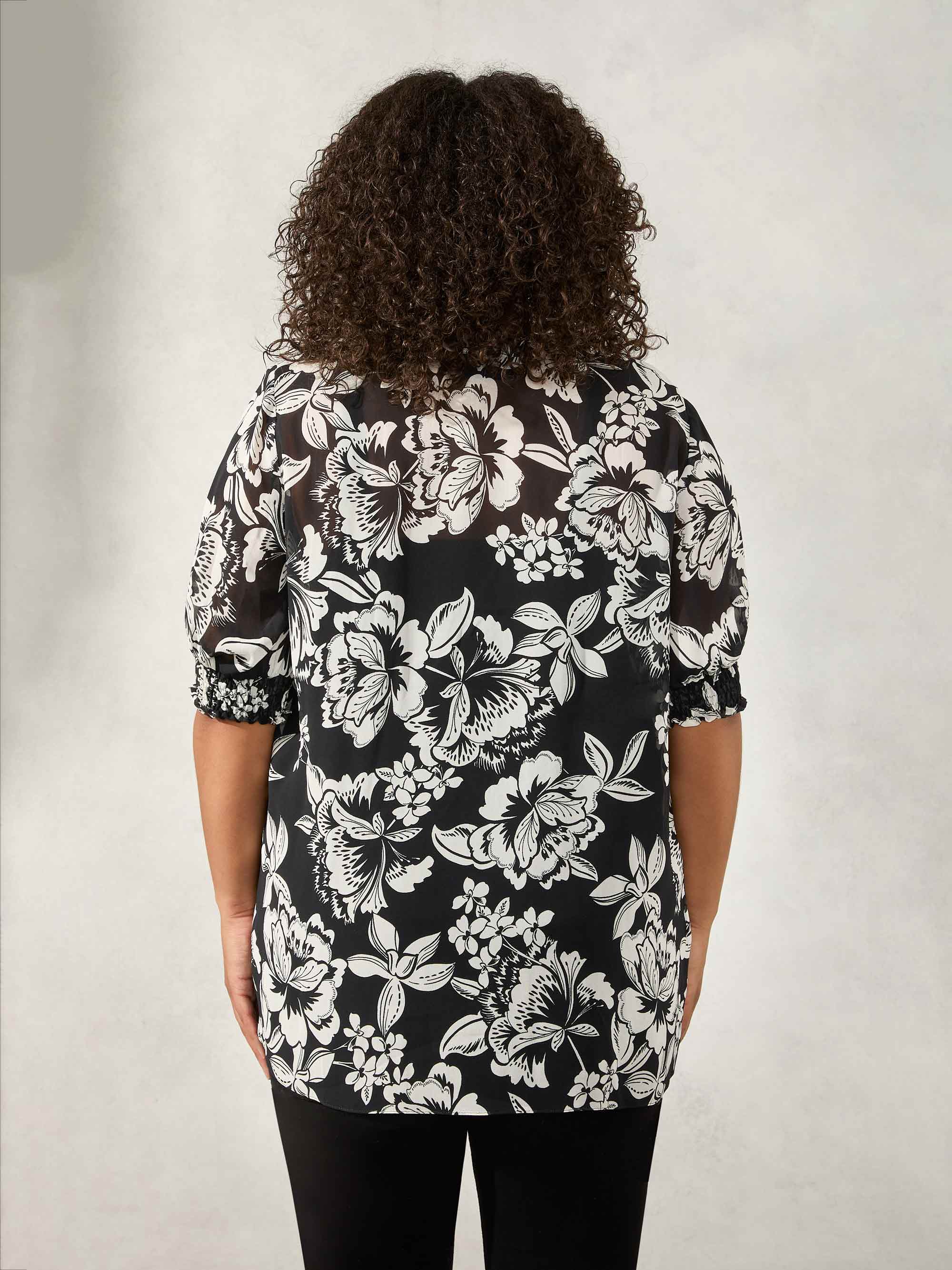 Mono Floral Pintuck Blouse