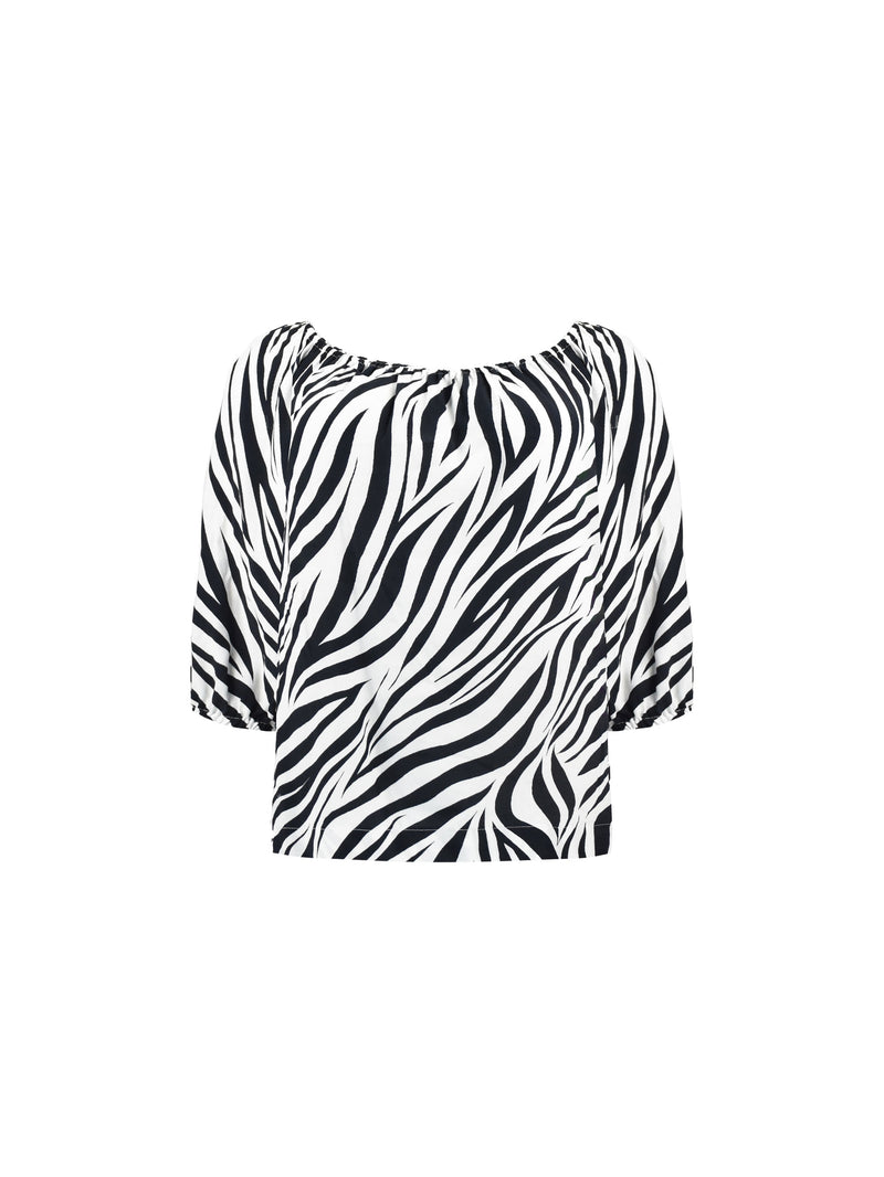 Mono Zebra Print Bardot Top