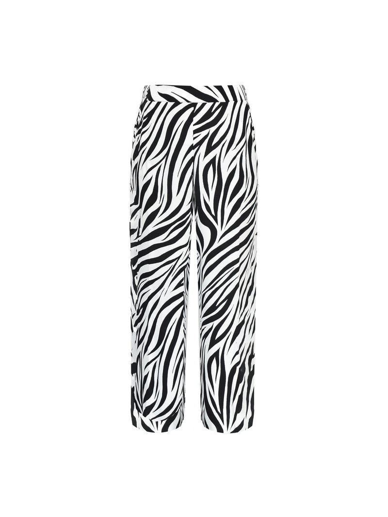 Mono Zebra Print Wide Leg Trouser