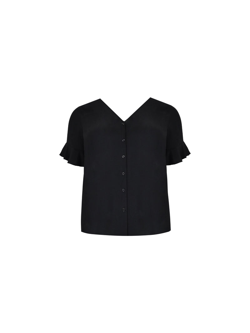 Black Button Through Blouse