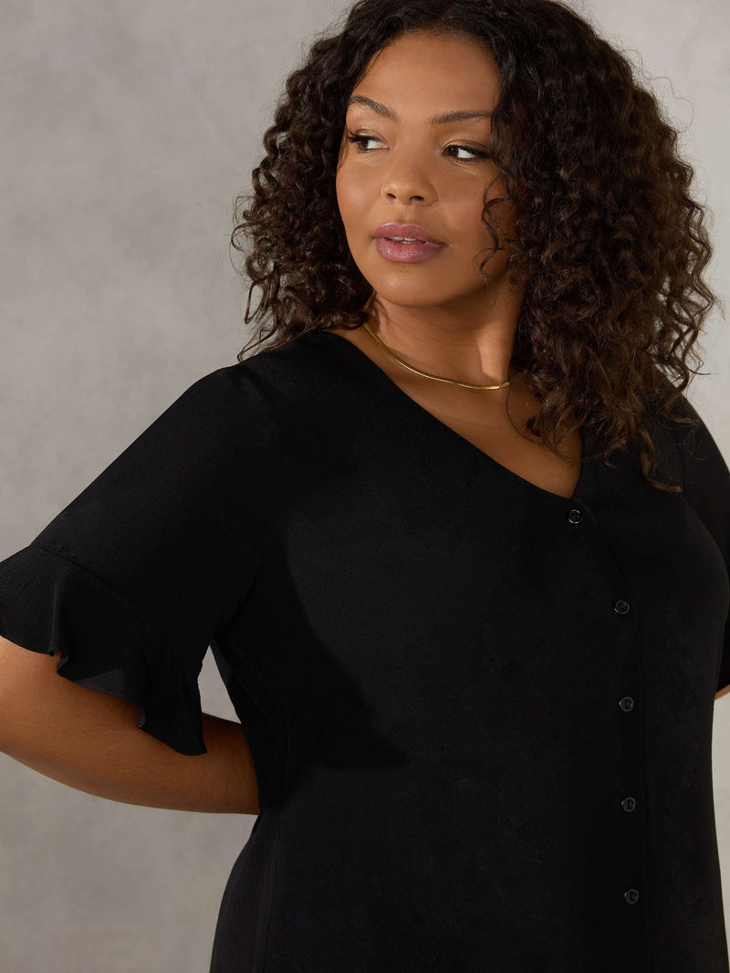 Black Button Through Blouse