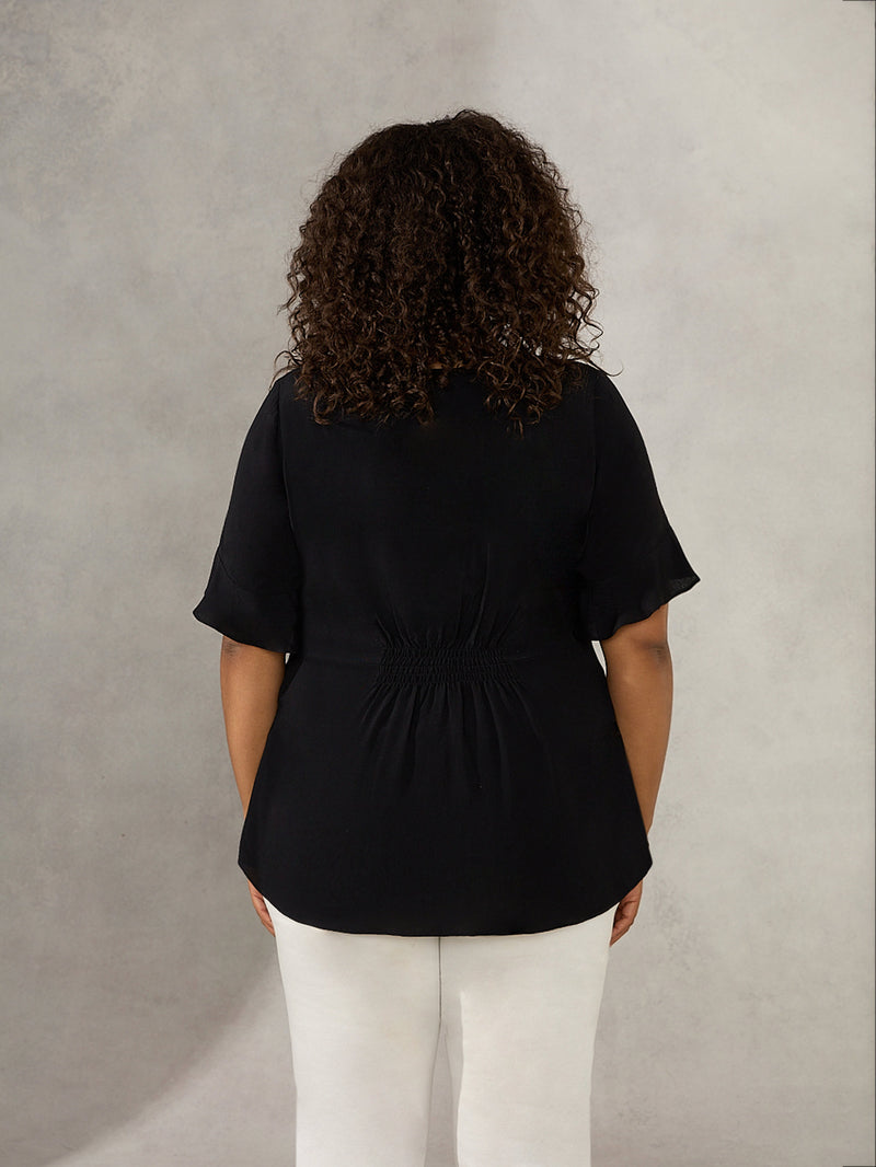 Black Button Through Blouse