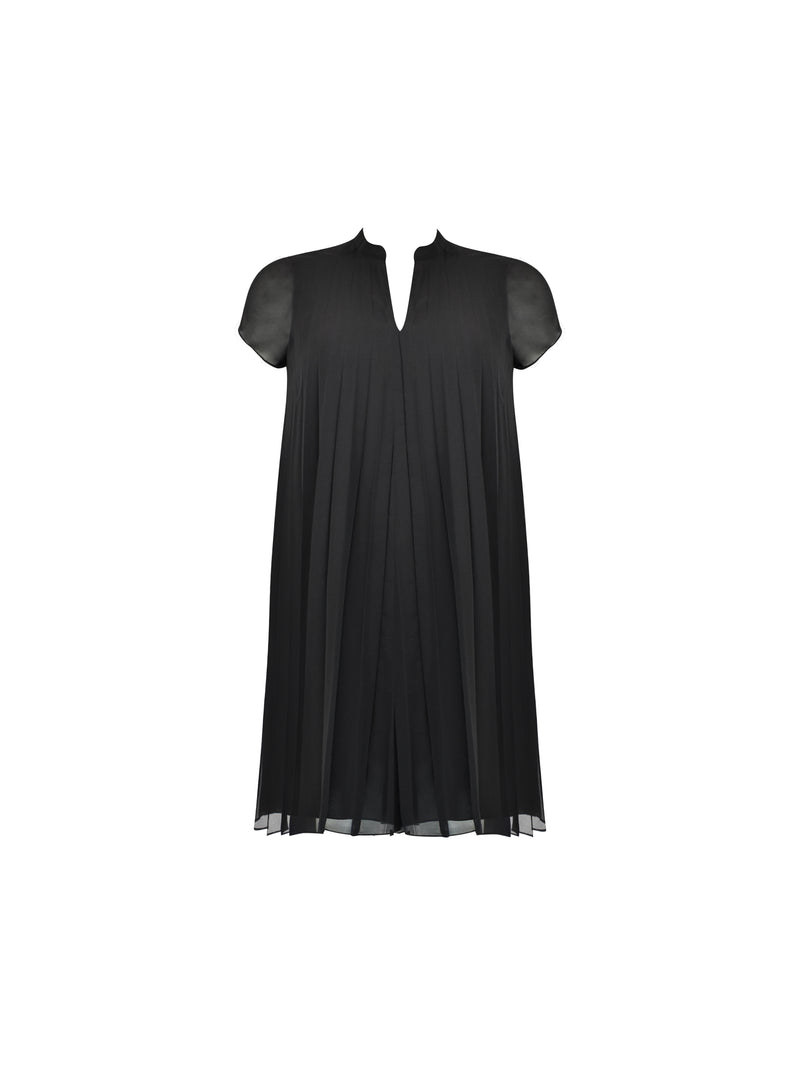 Black Pleated Swing Dress