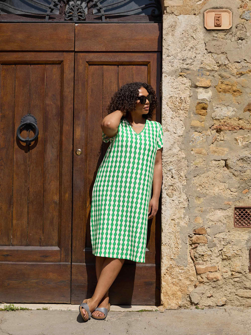 Green & Ivory Crochet Swing Dress
