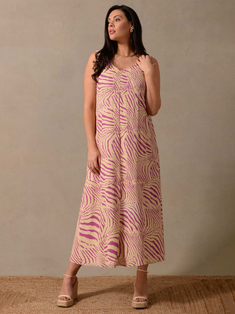 Lilac Zebra Print Swing Maxi Dress