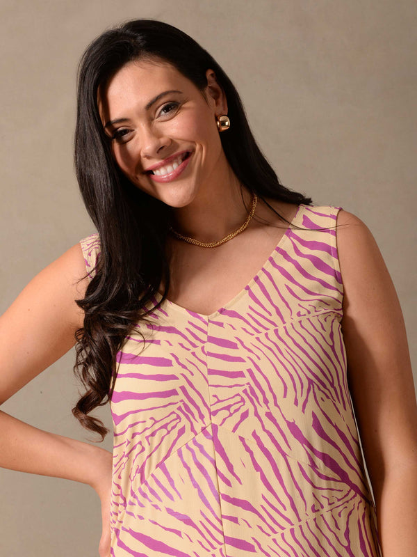 Lilac Zebra Print Swing Maxi Dress