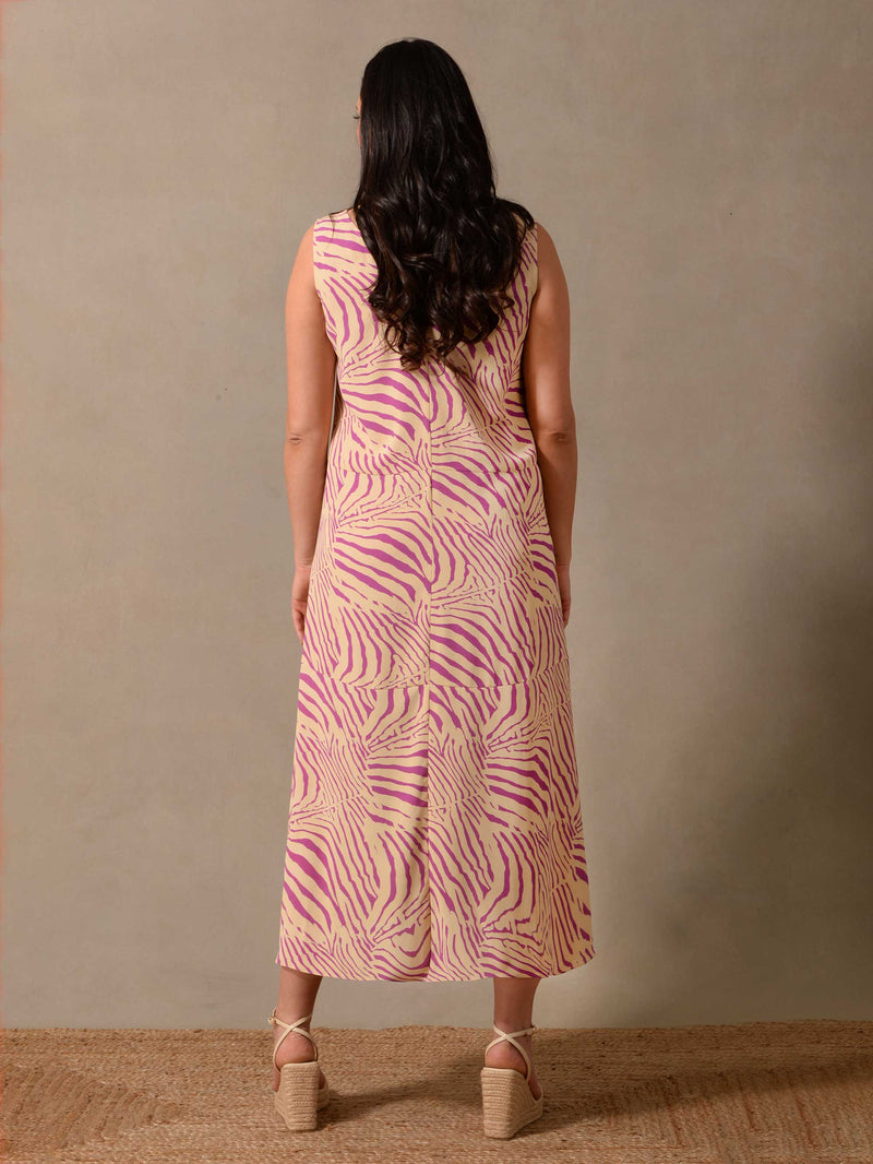 Lilac Zebra Print Swing Maxi Dress
