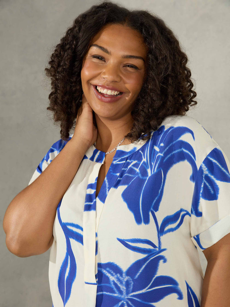Blue Floral Print Shift Dress