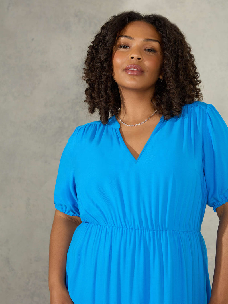 Blue Tiered Midi Dress