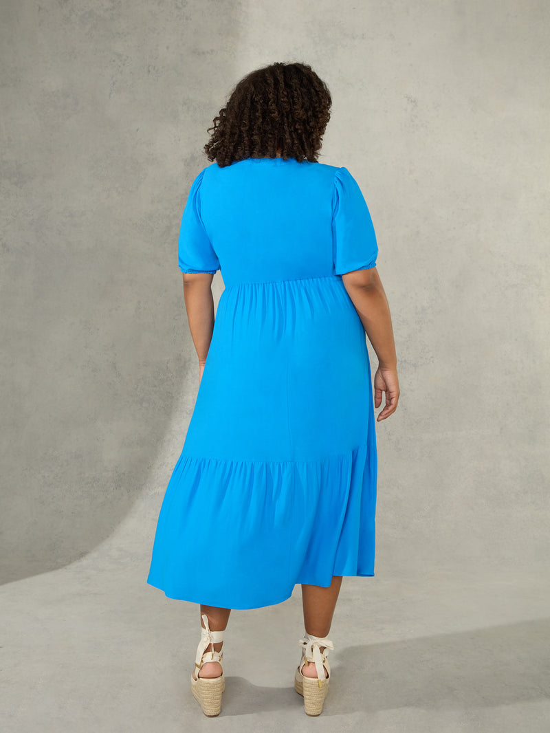 Blue Tiered Midi Dress