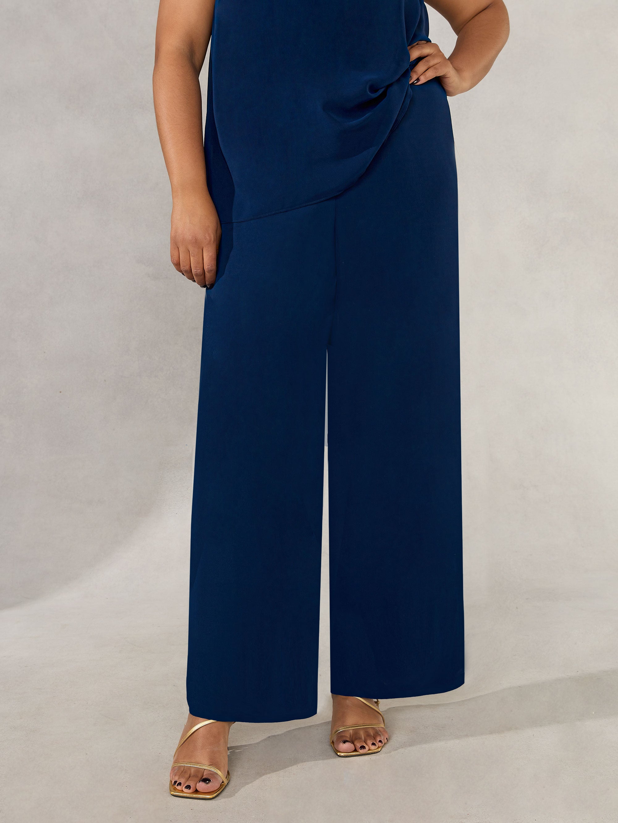 Navy Chiffon Lined Trouser