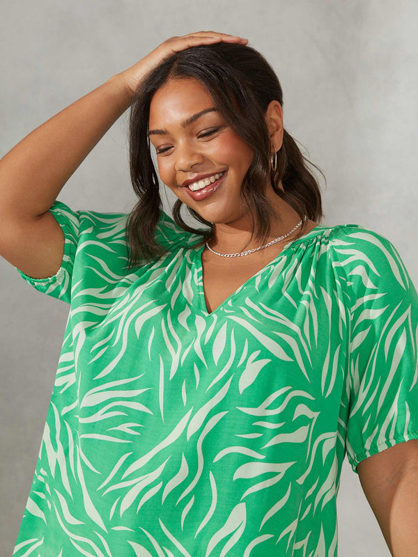 Green Zebra Short Sleeve Blouse
