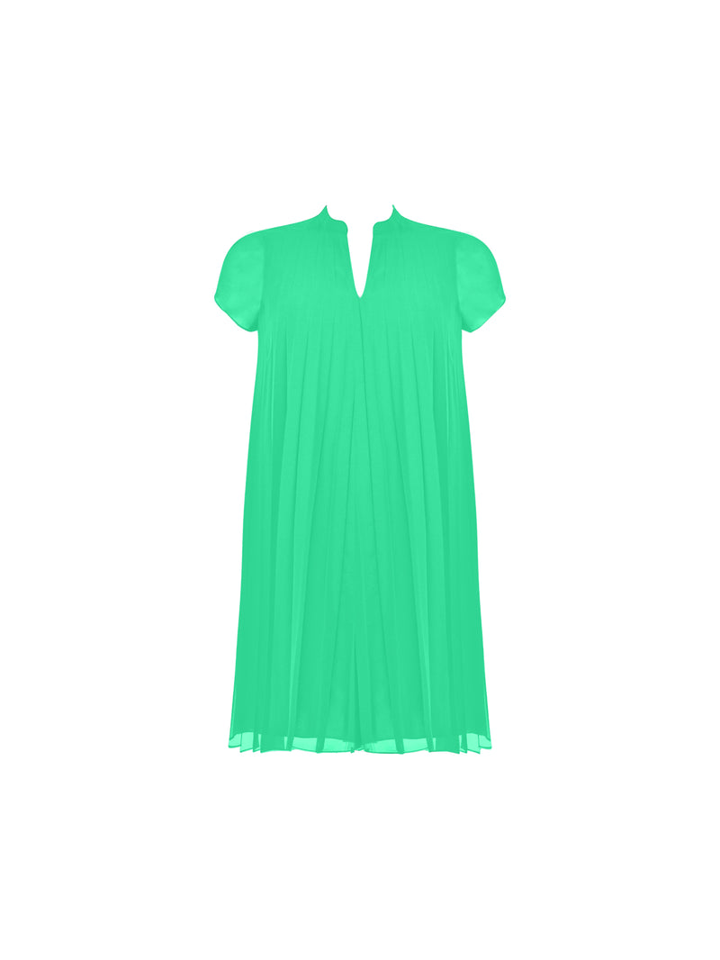 Green Pleated Swing Dress