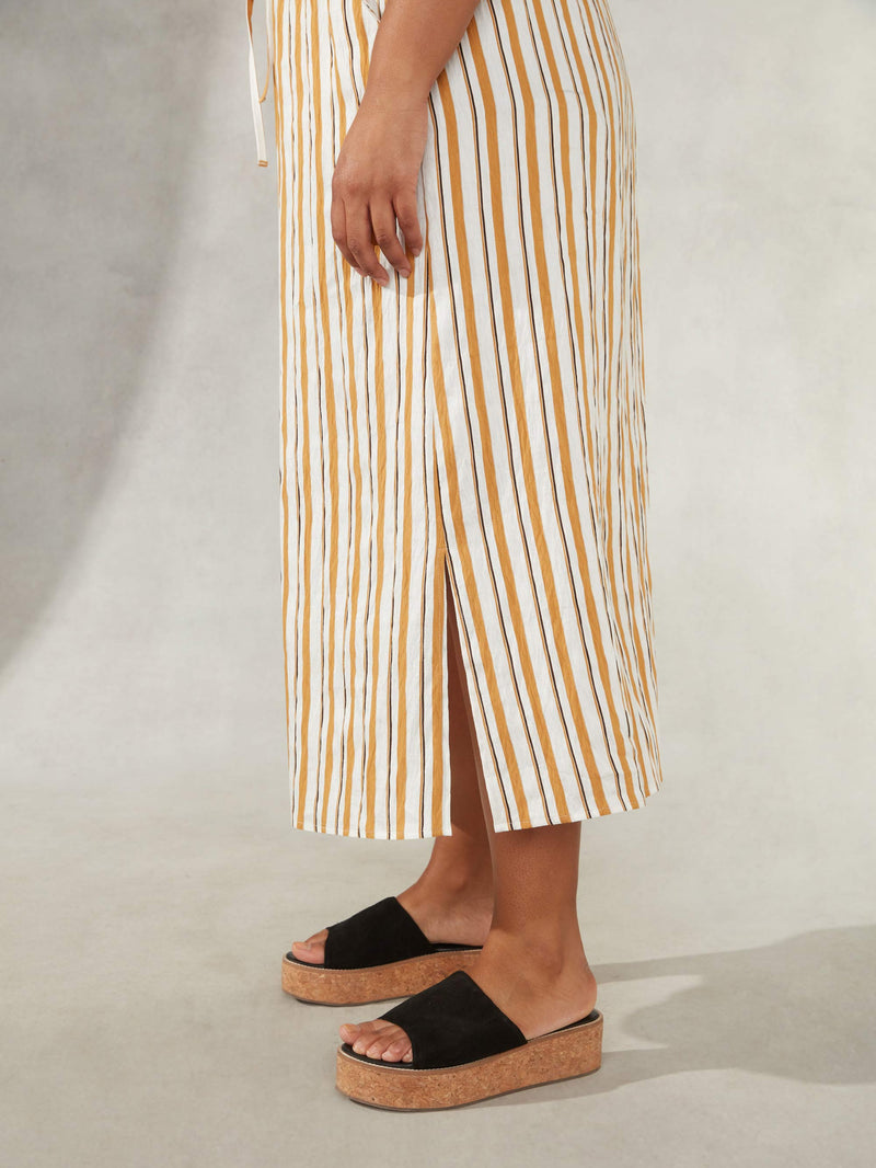 Tan Stripe Maxi Skirt