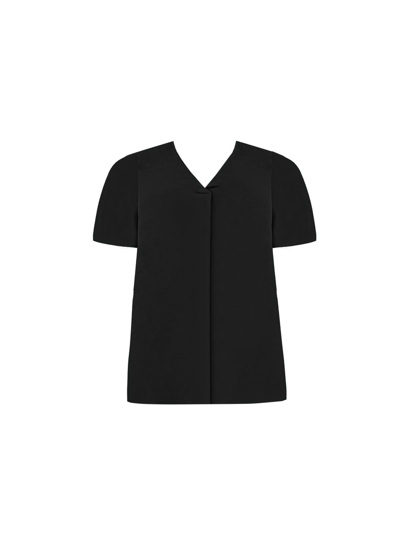 Black Pleat Front High Low Tunic