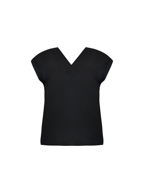 Black Woven Front with Jersey Back Top