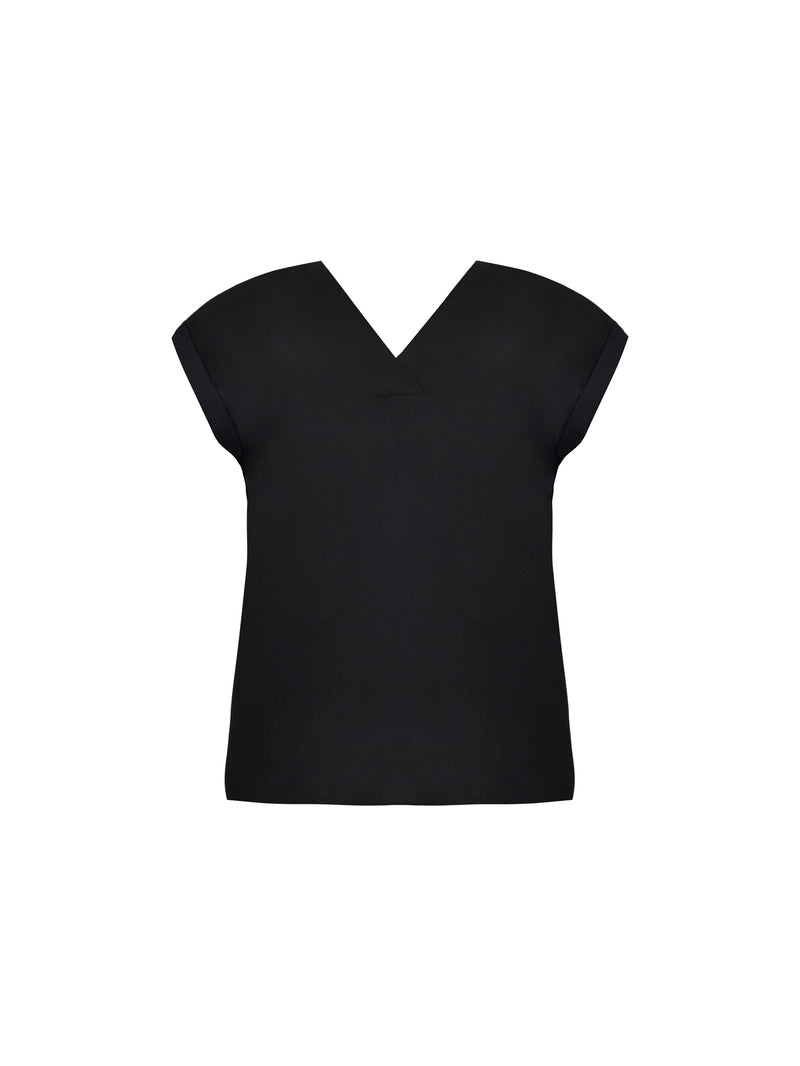 Black Woven Front with Jersey Back Top