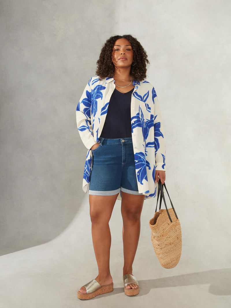 Blue Floral Print Resort Shirt