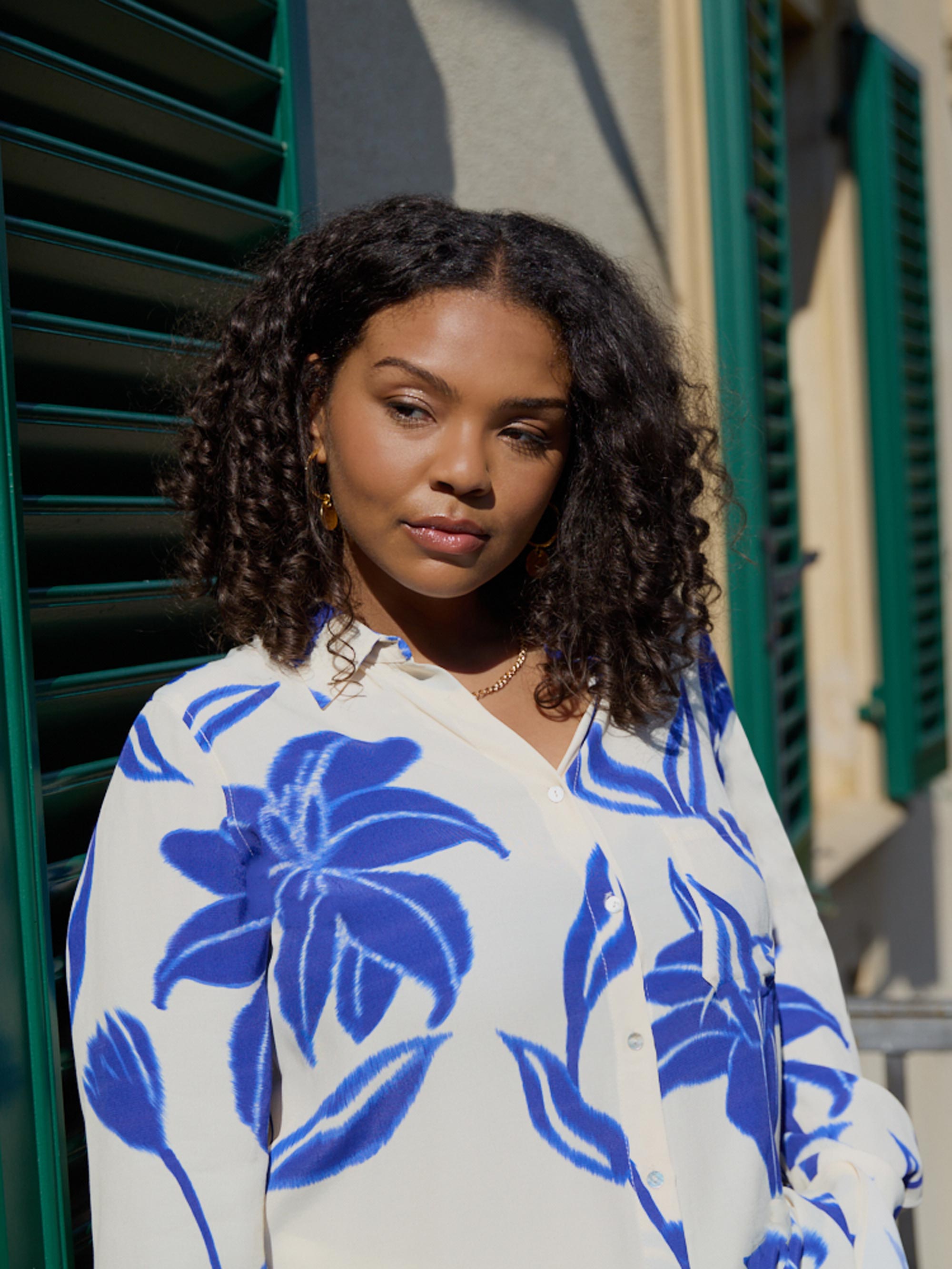 Blue Floral Print Resort Shirt