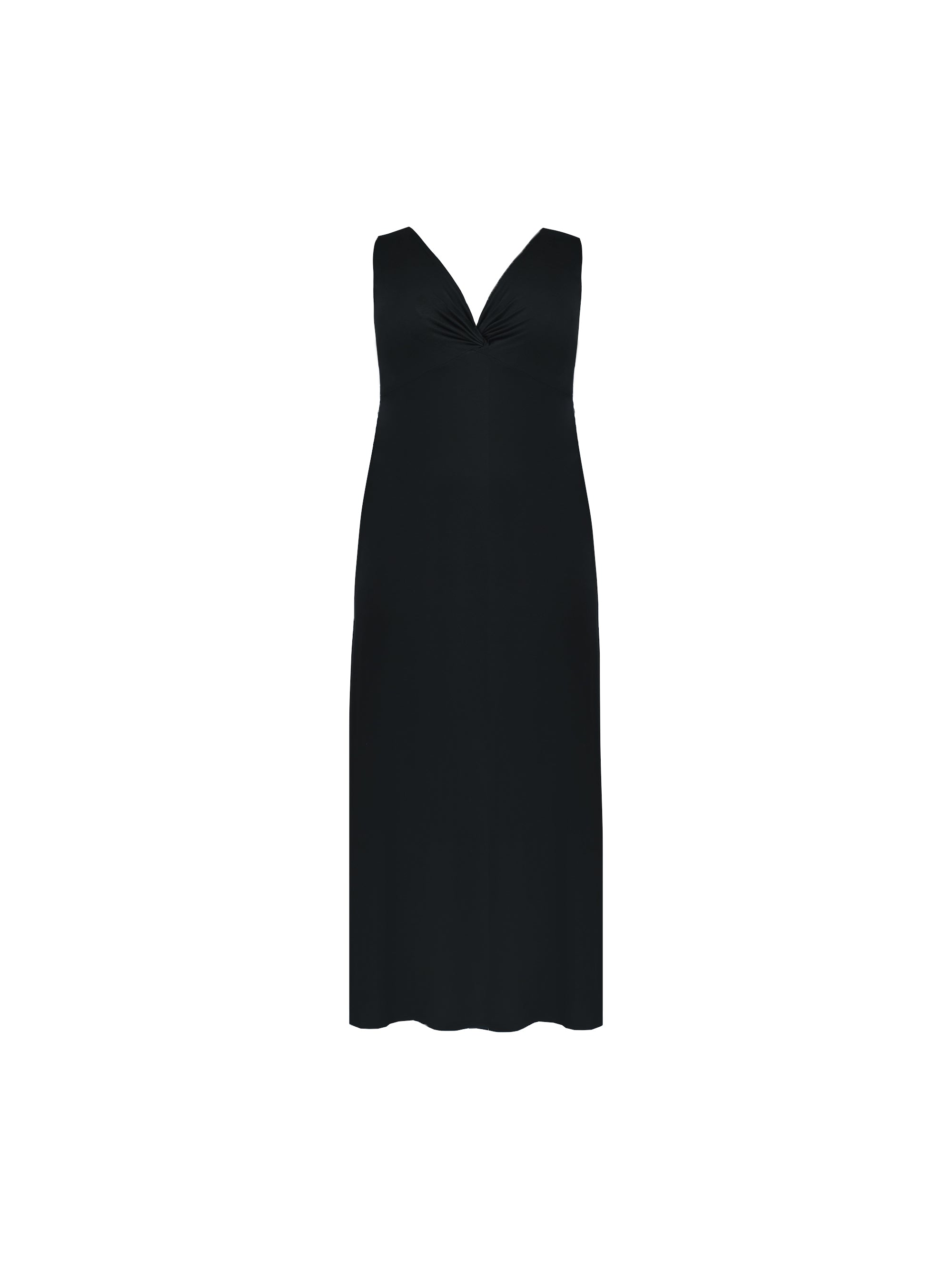 Black V-Neck Twist Front Maxi Dress