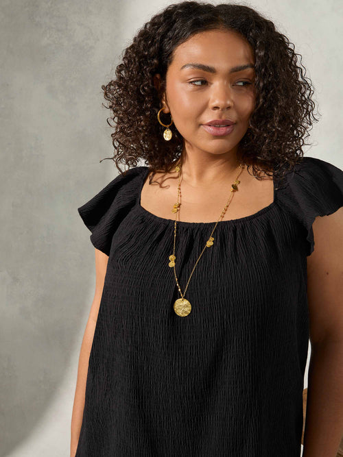 Black Frill Sleeve Sun Top