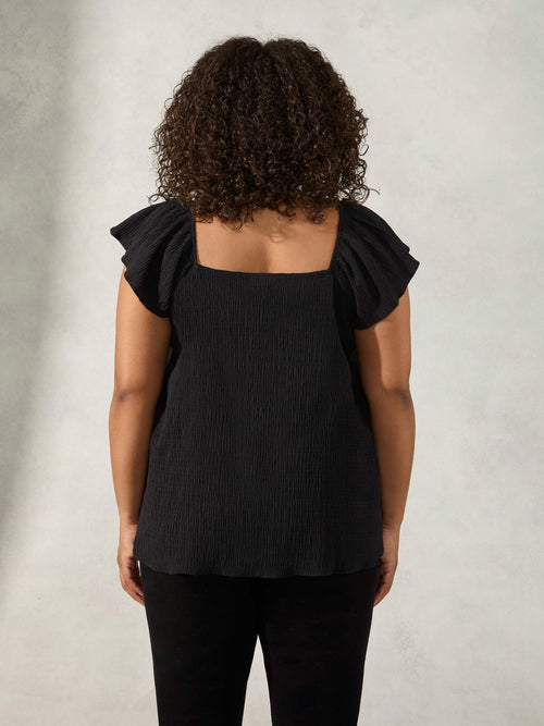 Black Frill Sleeve Sun Top