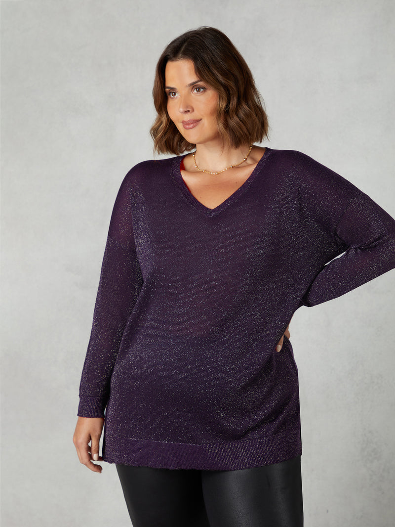 Purple Fine Knit Sparkle Jumper