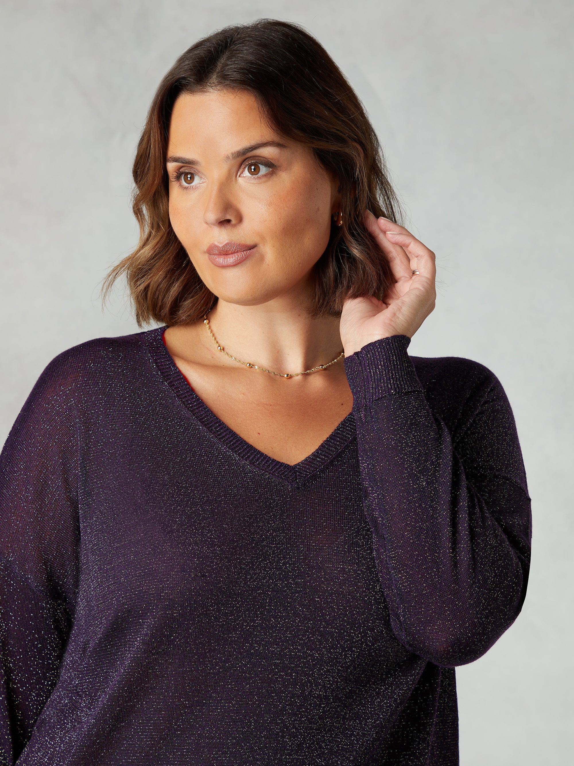 Purple Fine Knit Sparkle Jumper