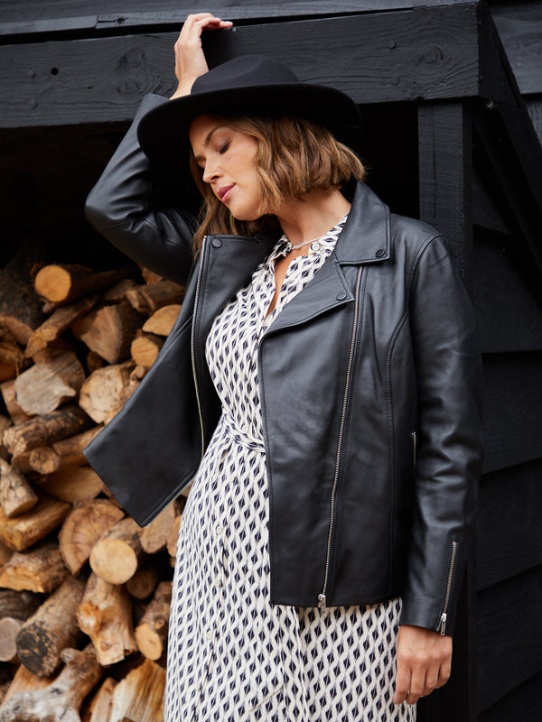 Mono Diamond Print Belted Shirt Dress