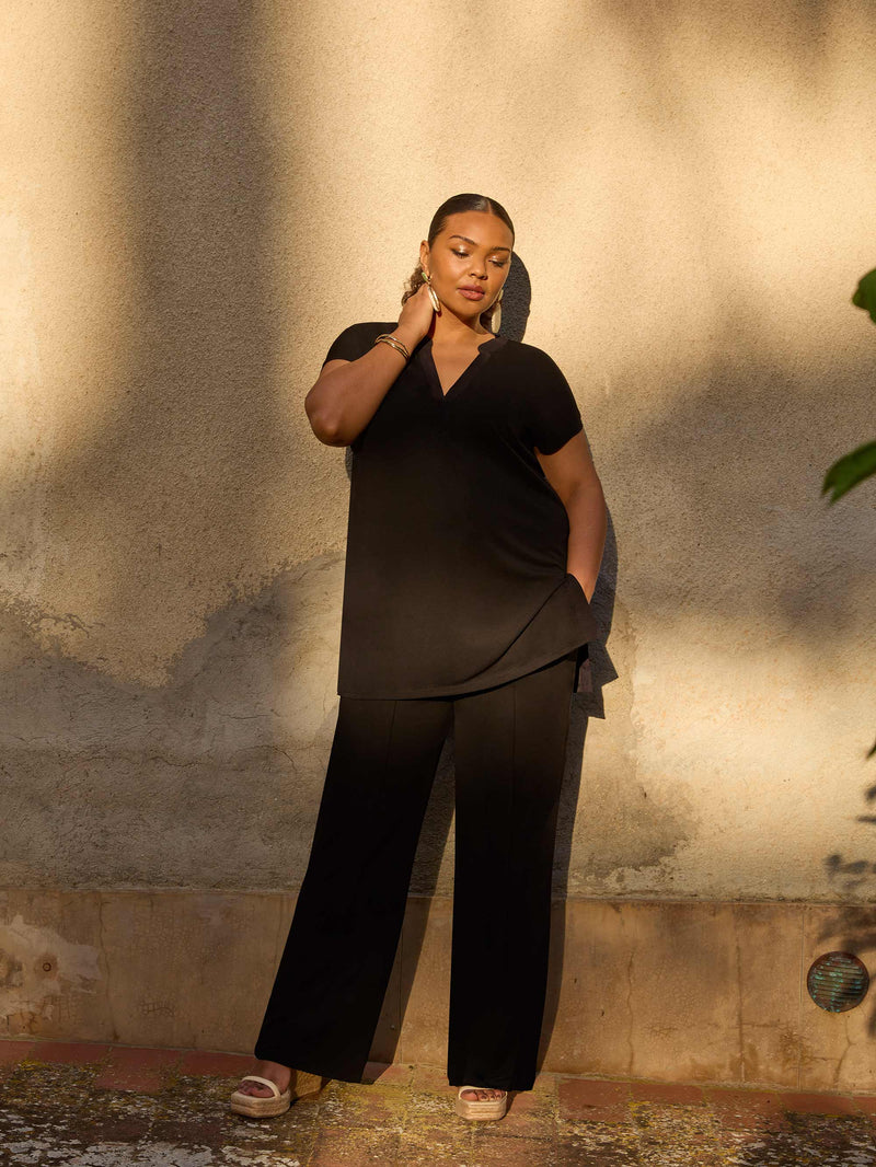 Black Bootleg Jersey Trouser