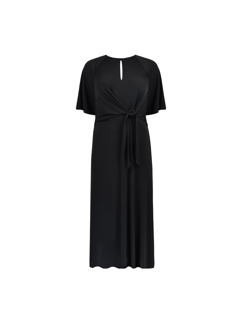 Black Tie Side Jersey Midi Dress