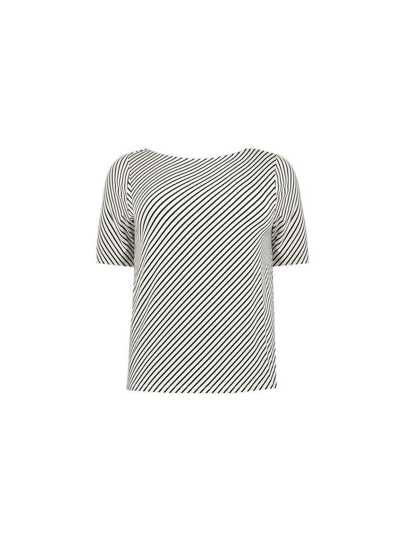 Mono Stripe Slash Neck Jersey T-Shirt