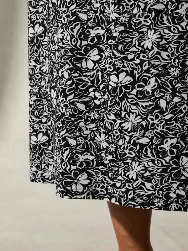 Mono Floral Jersey Skirt