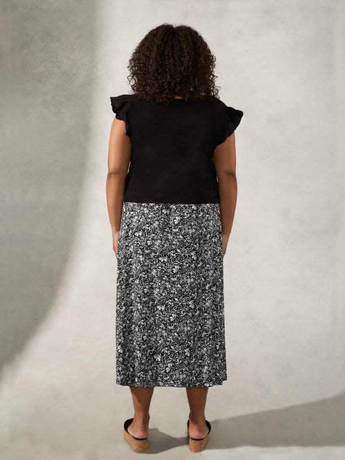 Mono Floral Jersey Skirt