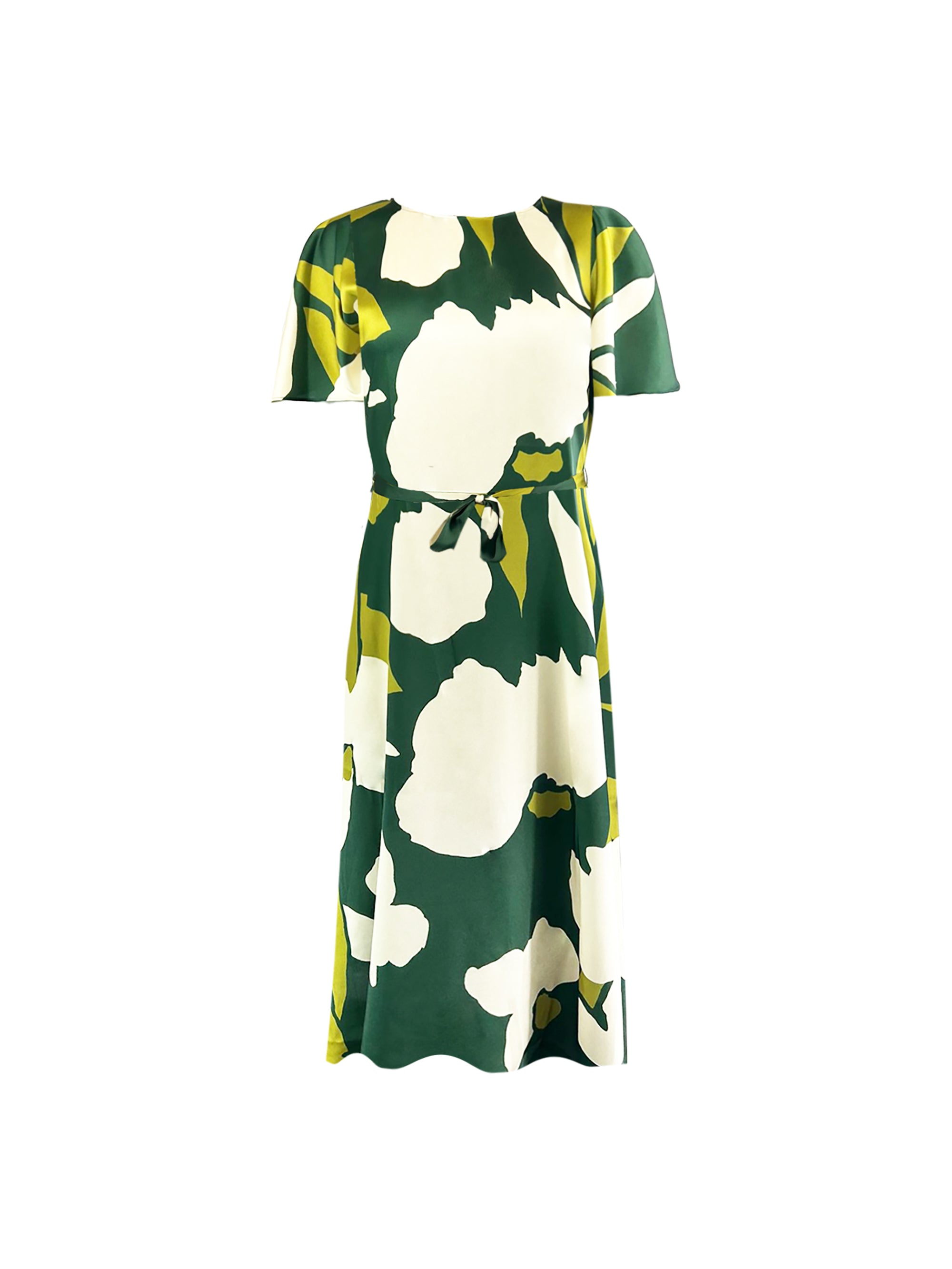 Green Floral Kimono Style Belted Dress Green Floral Kimono Style Belted Dress