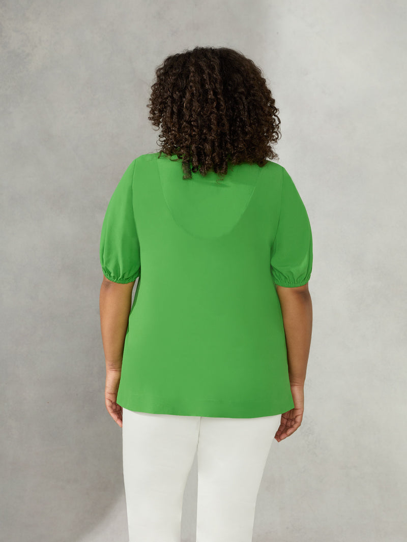 Green Yoke Detail Blouse