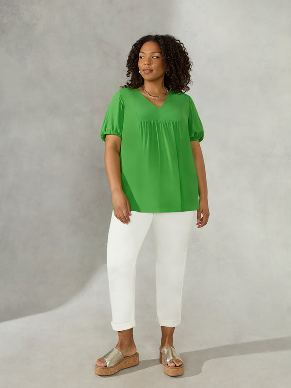 Green Yoke Detail Blouse