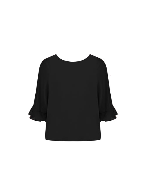 Black Flute Sleeve Overlay Top