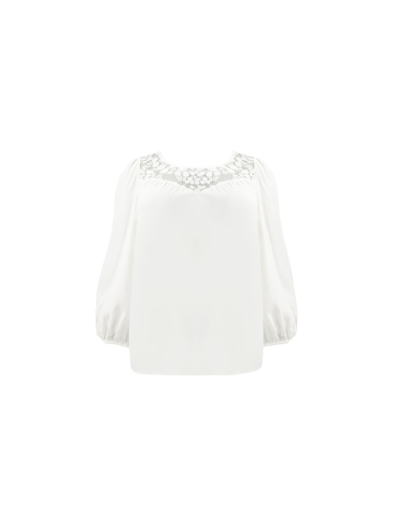 Ivory Lace Yoke Blouse
