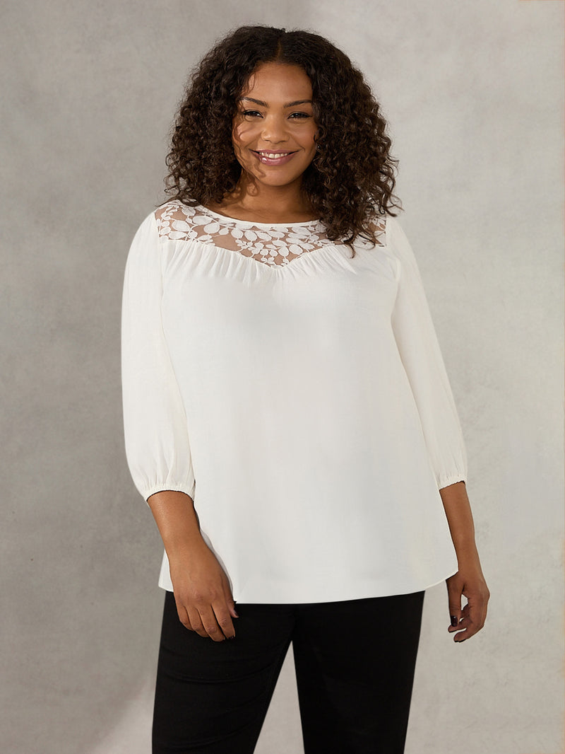 Ivory Lace Yoke Blouse