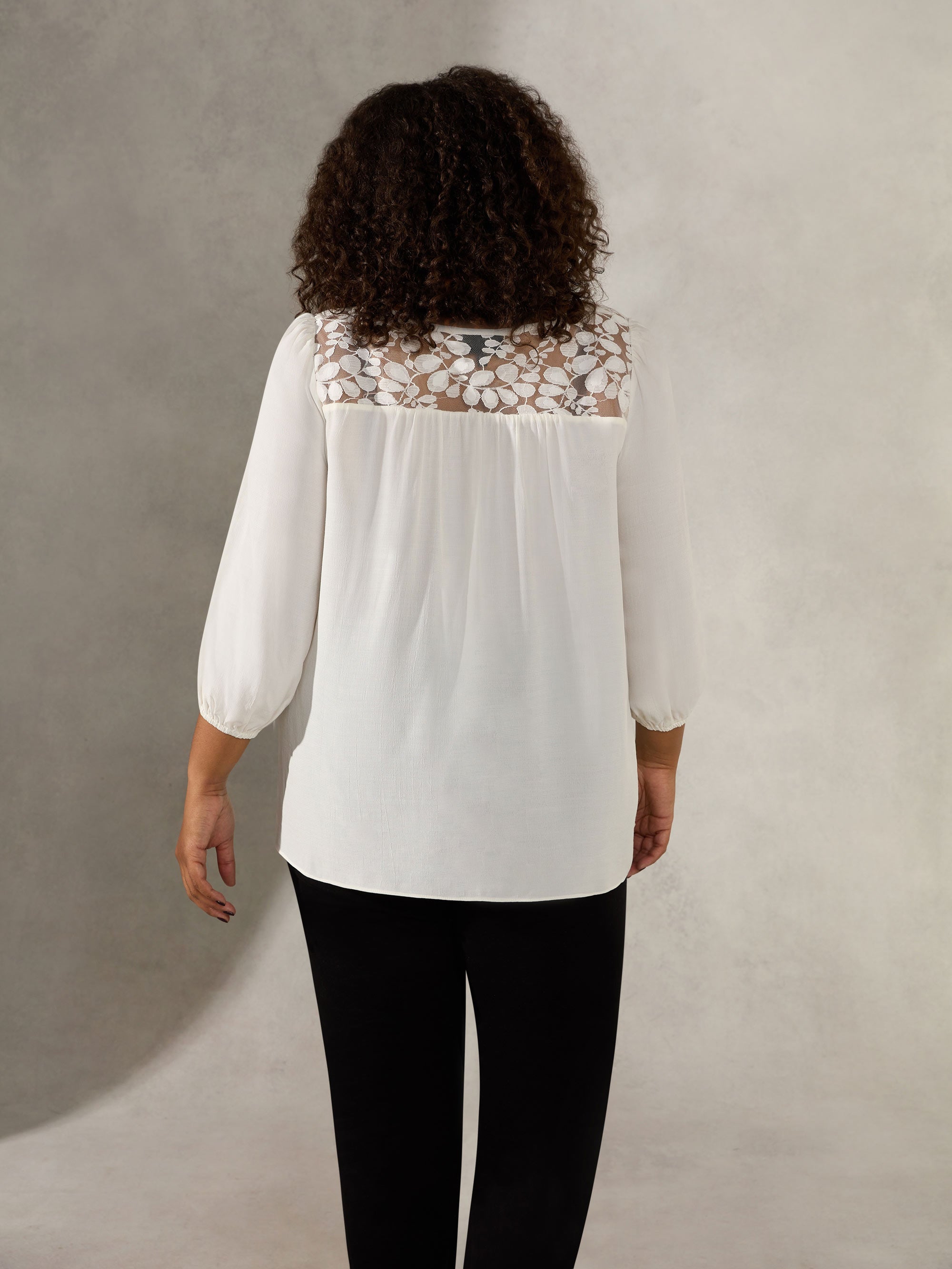 Ivory Lace Yoke Blouse