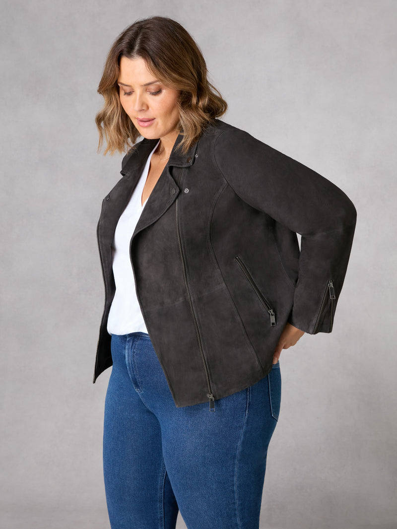 Gray faux suede on sale jacket