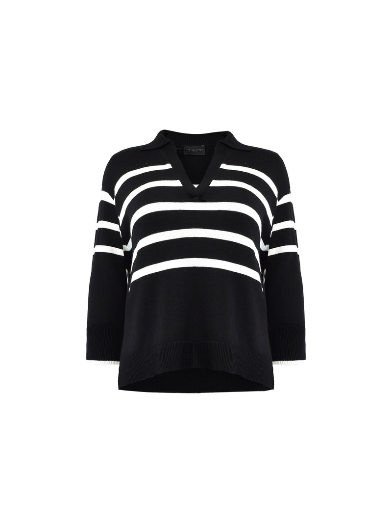Black Stripe Collared Jumper