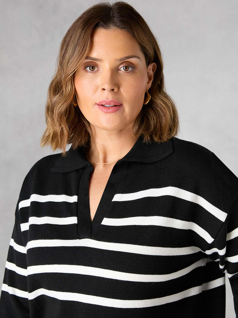 Black Stripe Collared Jumper